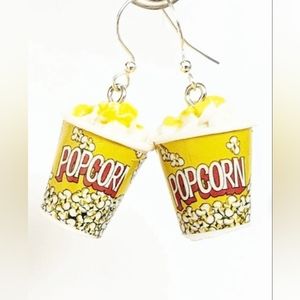 Women's/Girl's Tub of Buttered Popcorn Fun Charm Dangle Earrings